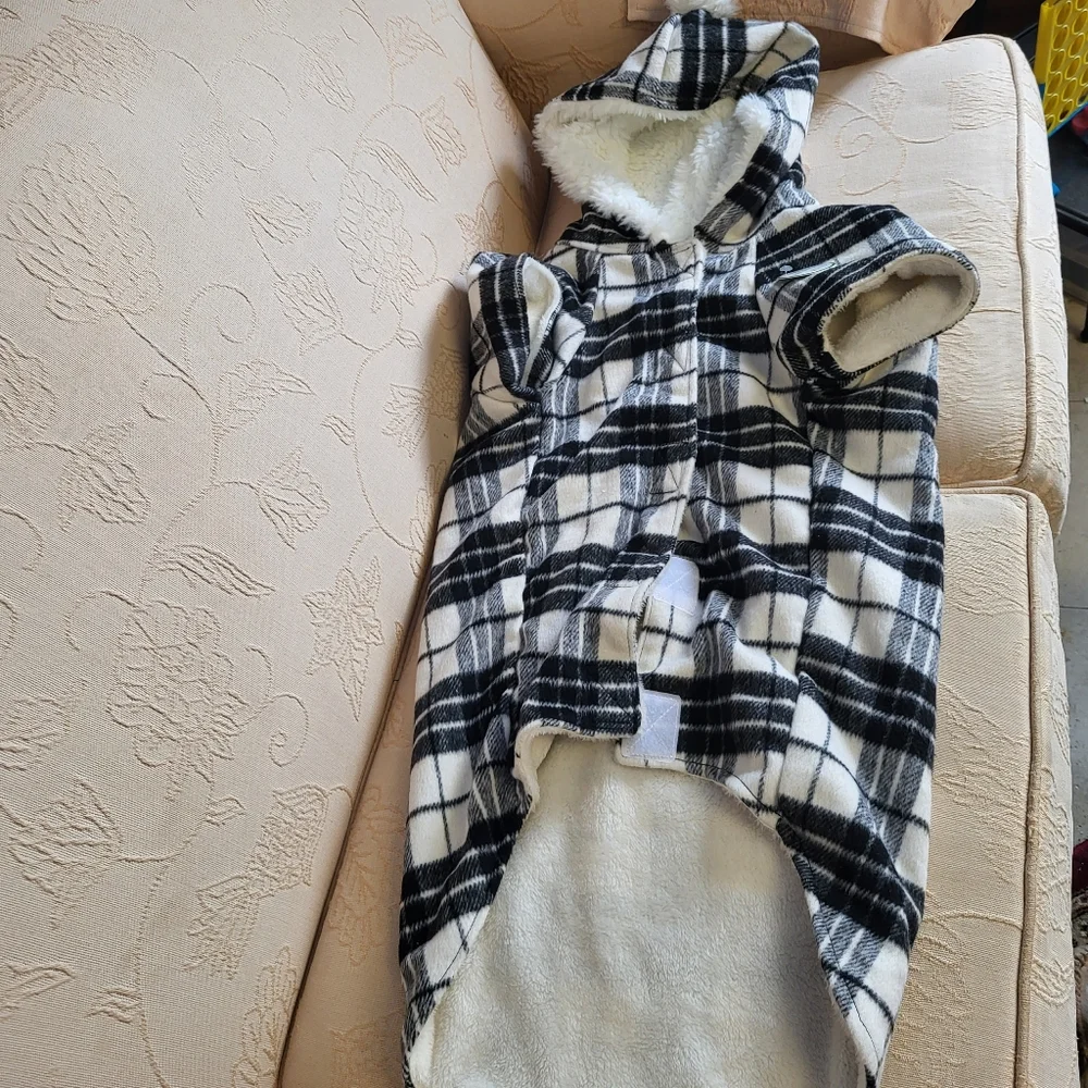 Huggle Hounds Plaid Fleece Hooded Dog Sweater XL